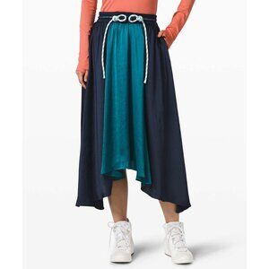 Lululemon x Roksanda Face Forward Skirt XXL NWT navy blue/emerald teal nautical